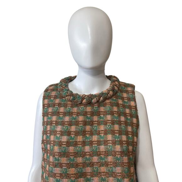 TUCKERNUCK Neapolitan Tweed Sleeveless Jackie Dress Brown Green Size Large - Picture 6 of 11